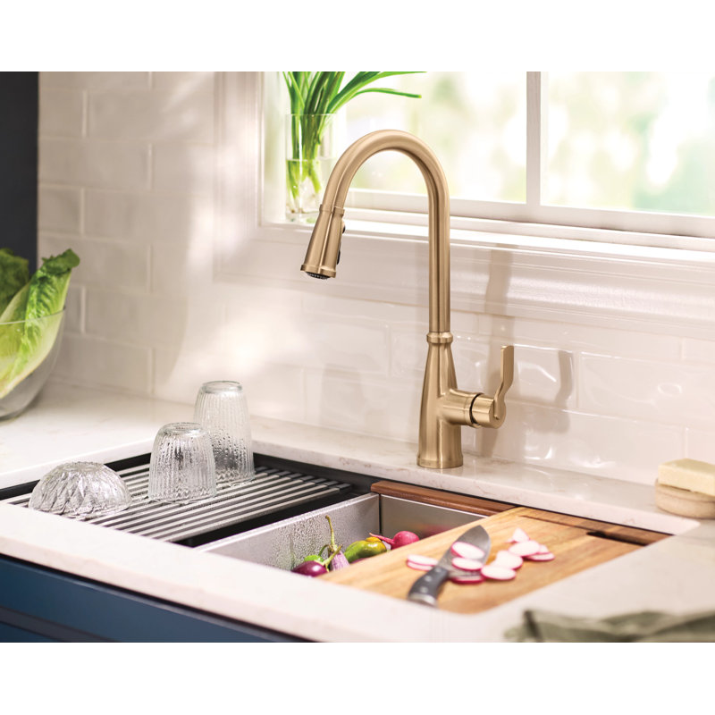 Nolia Single-Handle Pull-Down Sprayer Kitchen Faucet With Powerboost And Reflex, Gold