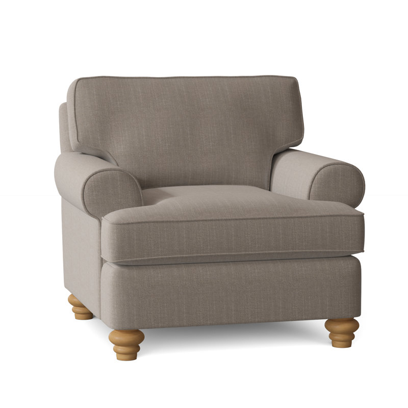 Lowell Upholstered Accent Chair, Havana Finish, Stone Crypton Performance; 0884-83