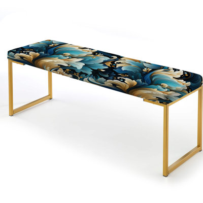 Deco Paisley Elegance - Paisley Upholstered Gold Bench