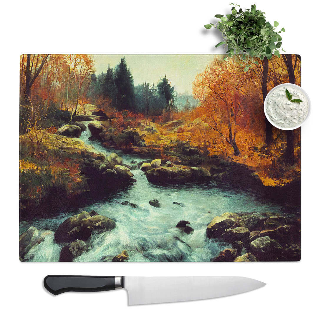 Desirable Forest Stream  Glass Chopping Board