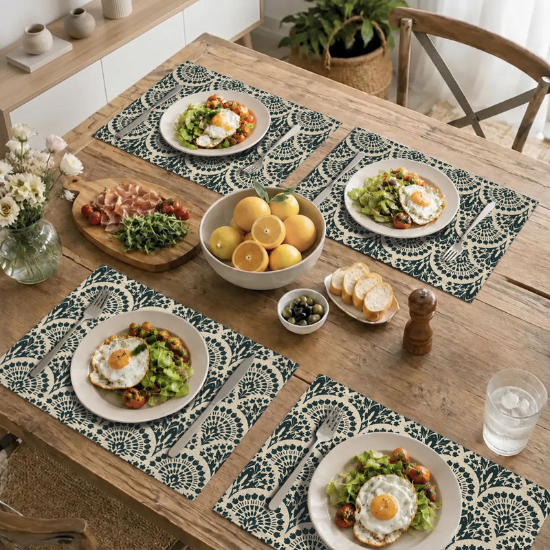 Rectangle Polyester Dining Table Placemat, Green
