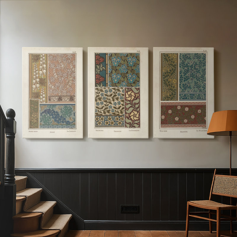Nouveau décoratif X - Toile tendue avec châssis sur mesure - 3 pièces, H 27 po x l 54 po