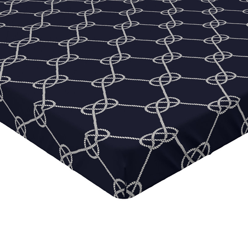 Drap-housse Ambesonne, paquet de 2, Bleu foncé, crème / géométrique, Drap-housse simple TG