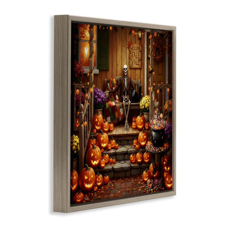 Cadre flottant Welcome To Fall, conception par Tabz Jones, H 25 po x l 25 po, Montalcino orme flottant encadré