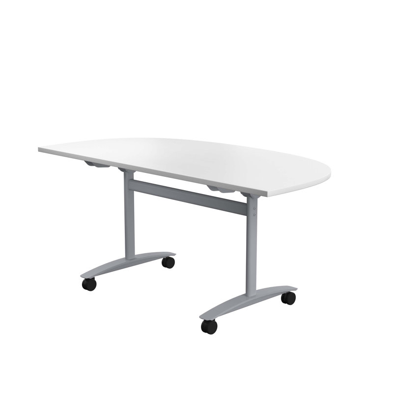 Buariki Half-circle 4 Person Flip Top 160cm L Modular Training Table with Casters, White