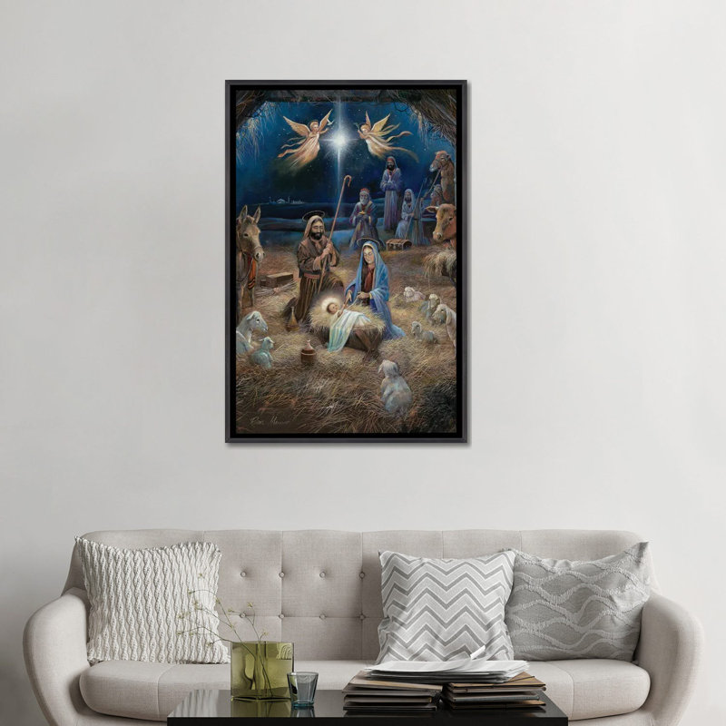 «Silent Night», reproduction d'art sur toile encadrée, Noir patiné, H 48 po x l 32 po, Impression encadrée sans passe-partout