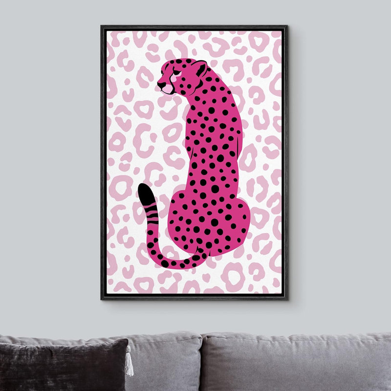 Bright Preppy Animals College Dorm Room Decor Cheetah Pattern Posters Modern Artwork, Black, 36" H x 24" W