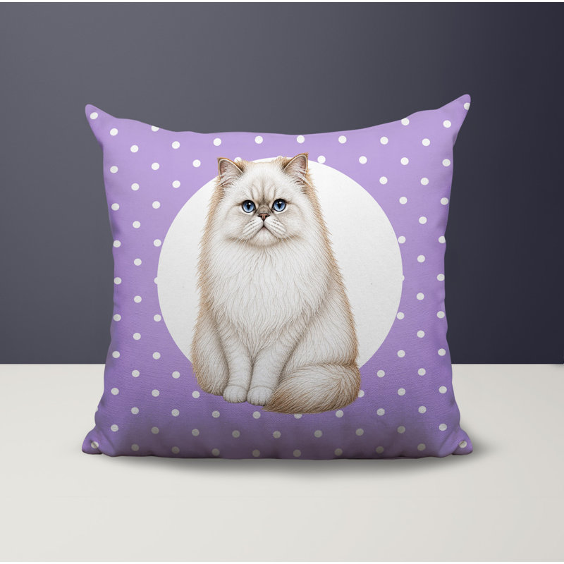 Oreiller réversible intérieur / extérieur Persian Cat, 18x18, Lavender