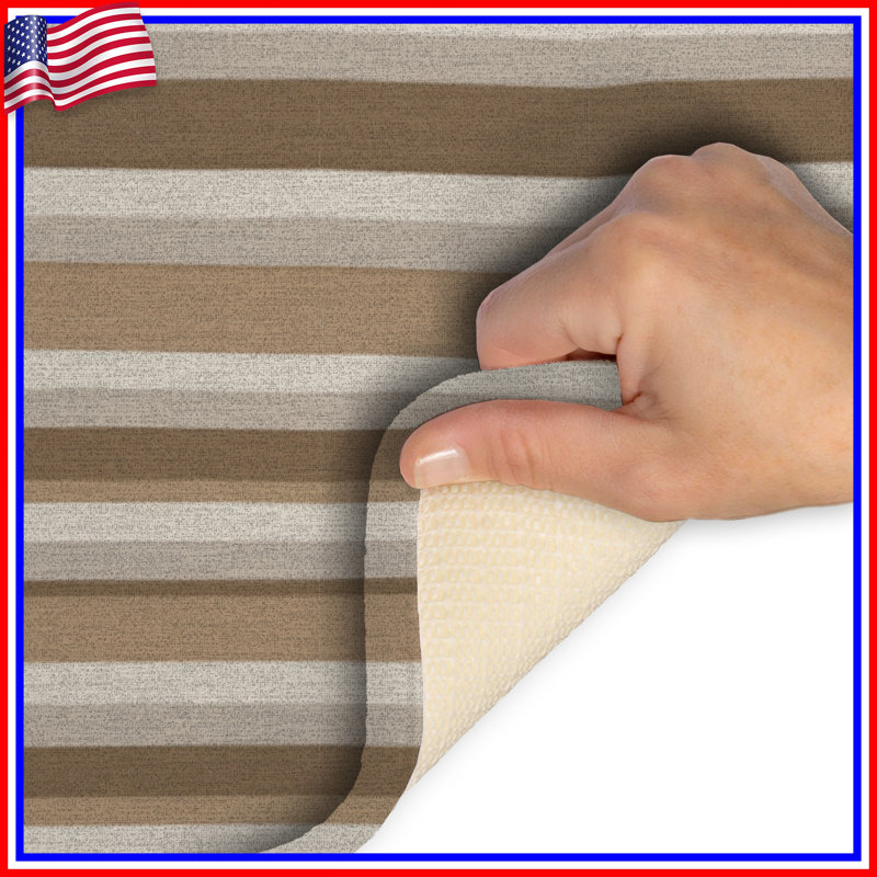 Tapis de bain à rayures, Simple - L 24 po x l 17 po, Beige / brun rayé