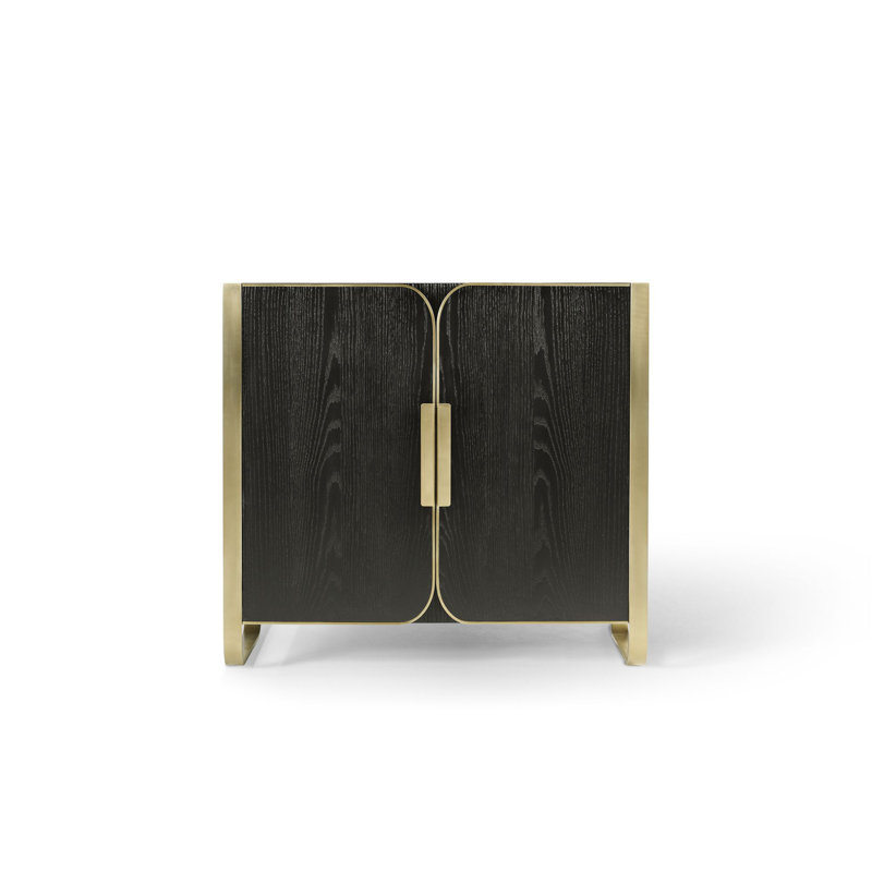 Base de meuble-lavabo simple autoportant 35,88 po Craft Series Bergman, Chêne noir mat avec laiton vieilli