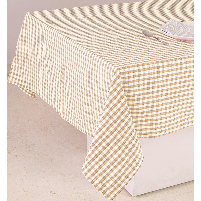 Mucklen Rectangle Plaid Polyester Dining Linens, Beige