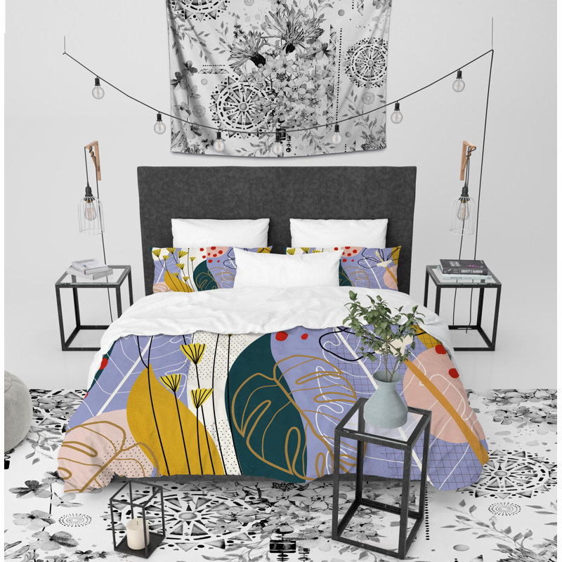 Tropical Leaves Tropical Twill Duvet Cover, Queen Duvet Cover + 2 Pillow Cases