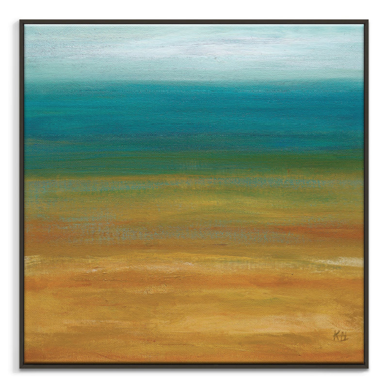 Beach Memory 1 Piece Painting on Canvas, 76cm H x 76cm W, Black Floater Frame
