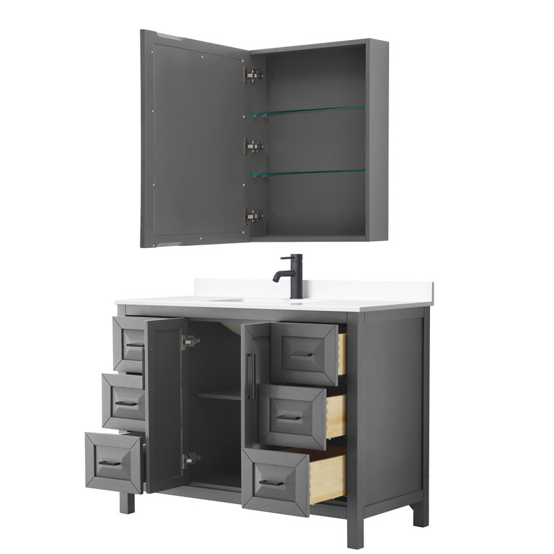 Daria 48'' W Single Vanity, Dark Gray, Matte Black