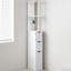 Armoire de rangement pour salle de bain, tour de plancher étroite, deux tablettes ouvertes, trois tiroirs, espace spacieux, look moderne, blanc, fixation murale, organisateur d'assemblage requis, design contemporain inférieur, espace-130530764
