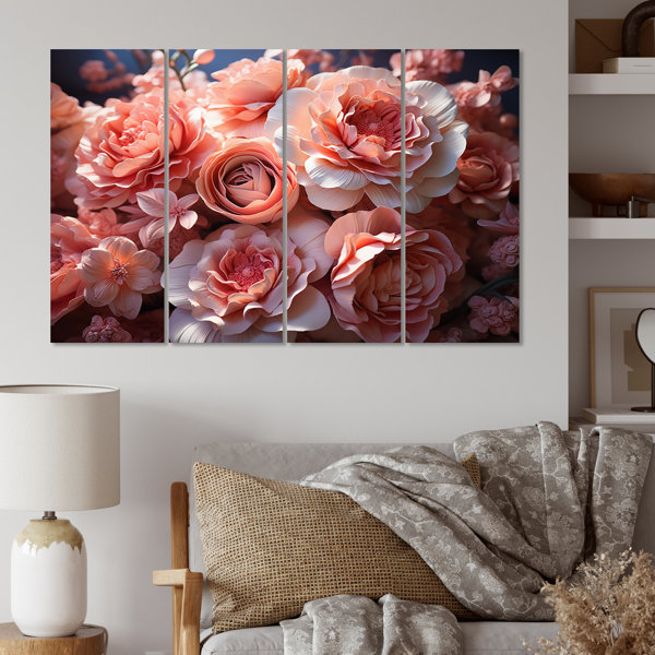 DesignArt Pink Flowers Bouquet Delicate Harmony I - Floral Metal Wall ...
