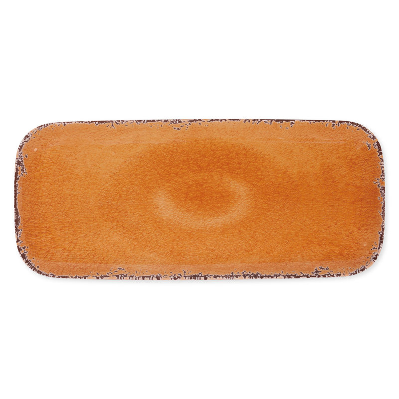 2-Piece Crackle 15" Tray, Orange