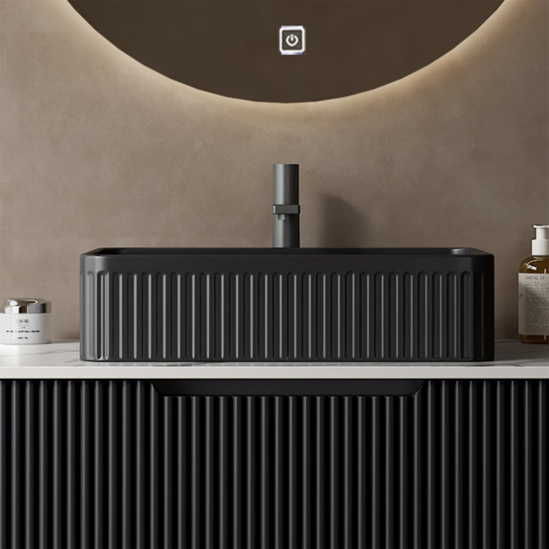 Lavabo de salle de bain 20 po, Noir