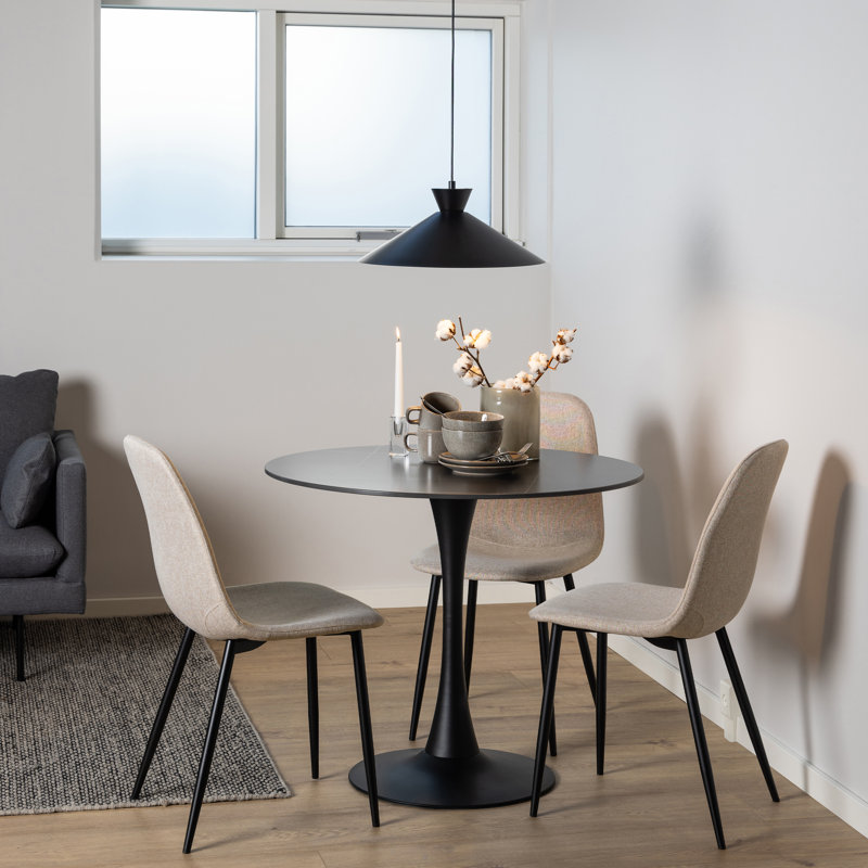 Gurenich Round Metal Base Dining Table, Black