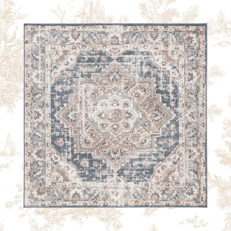 Tapis oriental beige / gris Gyle, Carré 6 pi 7 po