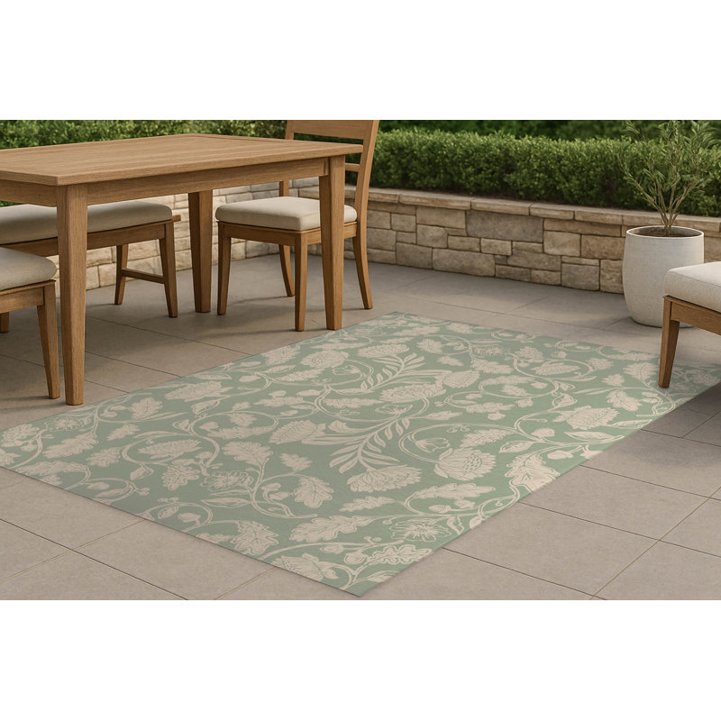 Autumn Vines Non Slip Outdoor Rug, Rectangle 4' x 6'