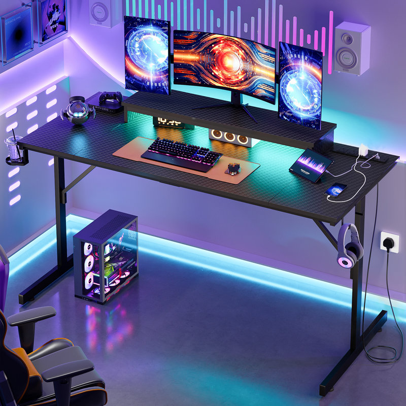 Bueche Metal Base Computer Desk, Black