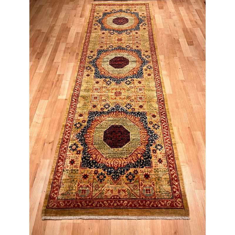 One-of-a-Kind Alcee Hand-Knotted New Age Wool Area Rug in Gold/Beige/Red