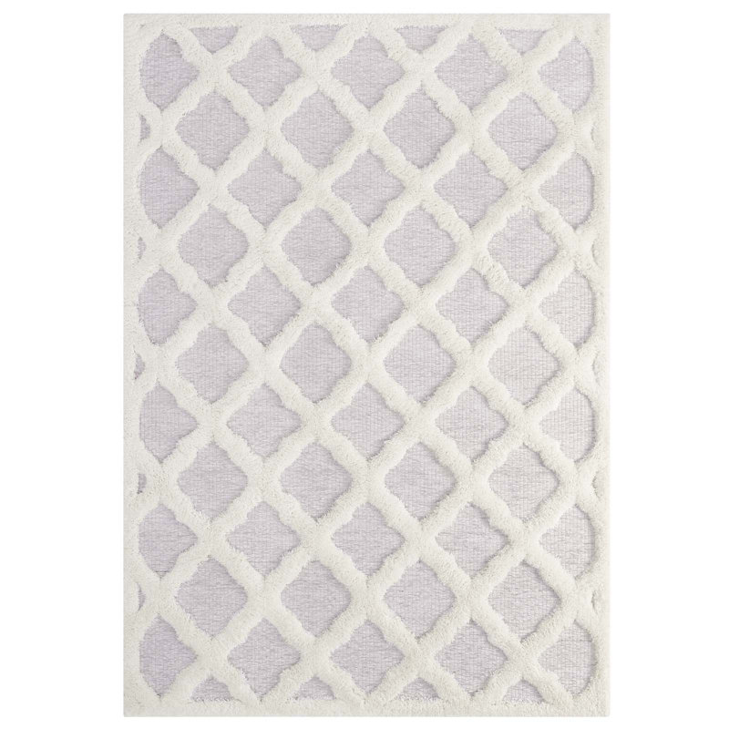 Modway Regale Abstract Moroccan Trellis Shag Area Rug, Rectangle 5' x 8'