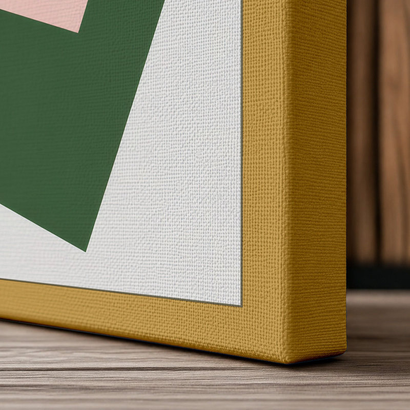 Layered Geometry Minimalist - Wrapped Canvas, 36x24 - 91.4 x 61.0 cm, Ochre Border
