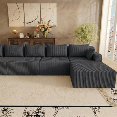 160" U-shaped Sectional Couch for Living Room Oversized Boneless Sectional Couch Loveseat Couch Vacuum-Sealed Compression Sofa,No Assembly Needed