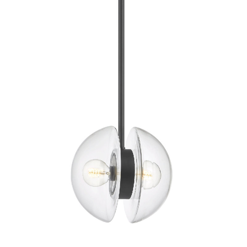 KERT 2 LIGHT PENDANT, 19" H x 11.75" W x 11.75" D, Black Brass