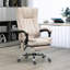 Fauteuil de bureau blanc crème avec massage en 6 points, repose-pieds réglable en hauteur, repose-pieds, crème