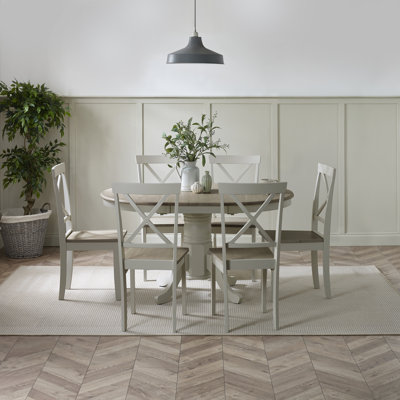 Aviya Round Extending Dining Table & Shannondale Chairs - Rustic Farmhouse Kitchen