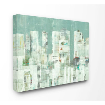 " Cityscape Abstract Shapes White Green "
