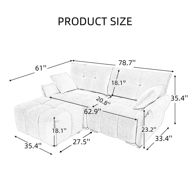Ensemble de canapé robuste pour deux personnes à structure en bois massif avec une élégante texture en chenille comprenant un repose-pieds et des coussins