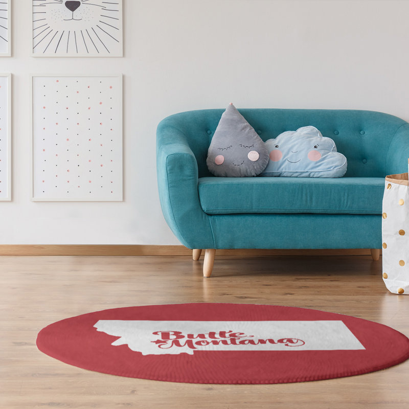 Tapis de zone rouge en butte montana, Rond 5 pi
