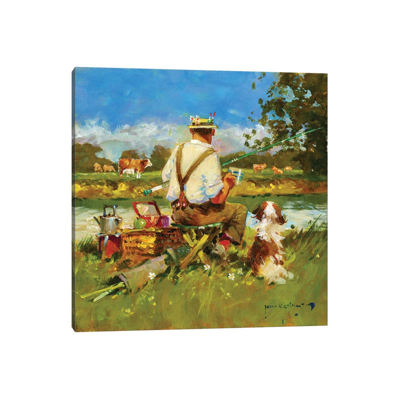 Tea Break On The Ivel by John Haskins - Wrapped Canvas Painting, 30.48cm H x 30.48cm W x 1.91cm D