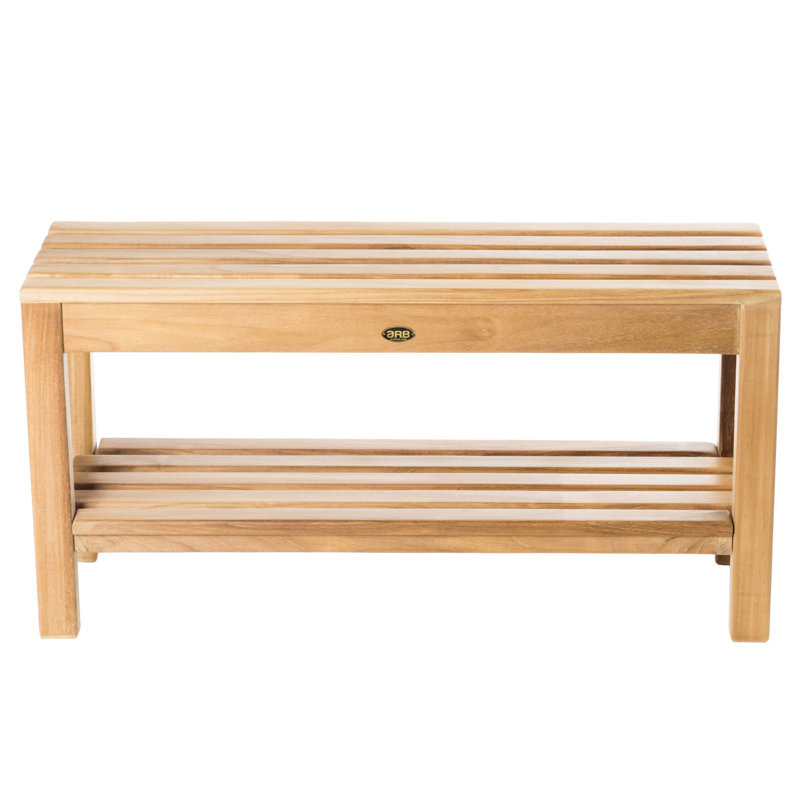 Teak Shower Bench, 17.75" H x 35.5" W x 12.25" D