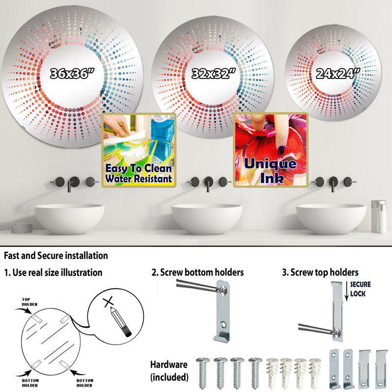 Starburst Decorative Mirror , Dreamy Rainbow Reverie Feathers, H 23,6 po x l 23,6 po