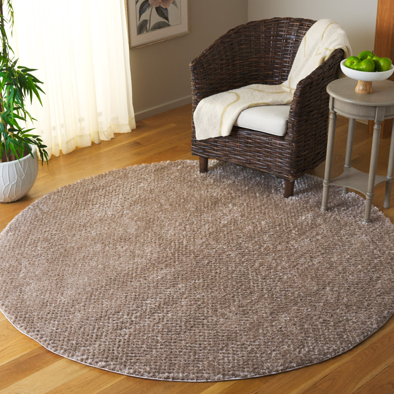 Veerpal Penelope Shag Performance Solid Color Rug, Round 6'7"