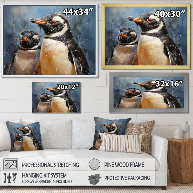 Paysage de rêve pingouin III, Cadre photo argenté, H 16 po x l 32 po x P 1 po