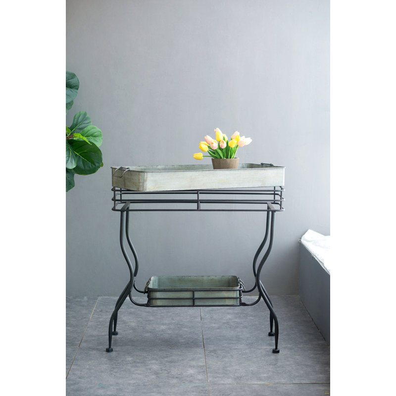 32X15x31" Maggie Galvanized Tray Table Accent Table