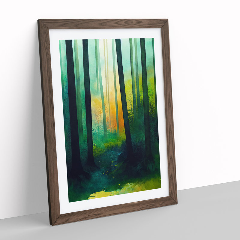 Vibrant Forest No.1 - Wall Art, 48cm H x 36cm W, Walnut Framed Paper, White