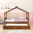 Wooden House-Shaped Bed With Sky Roof And Twin Pull-Out Trundle-598758301-598758300