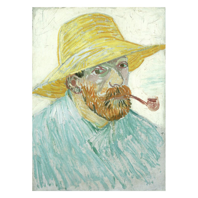 Autoportrait avec tuyau et chapeau de paille par Vincent van Gogh - Impression giclée, H 28 po x l 22 po