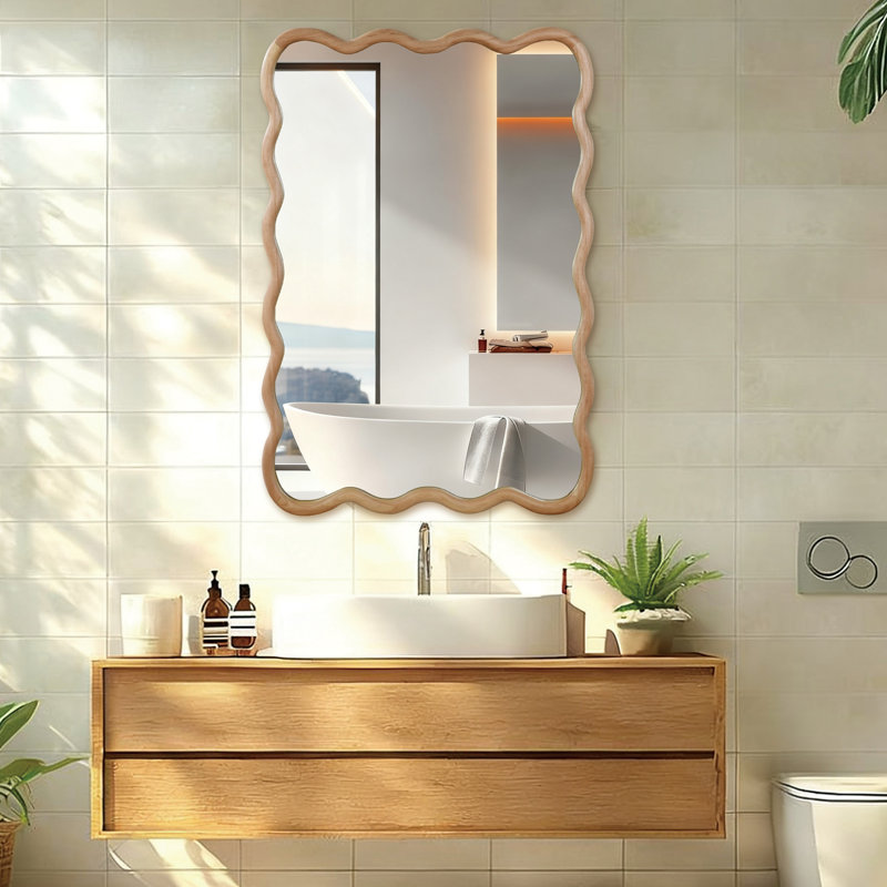 Miroir d'appoint Wavy, 36 po x 24 po, Brun