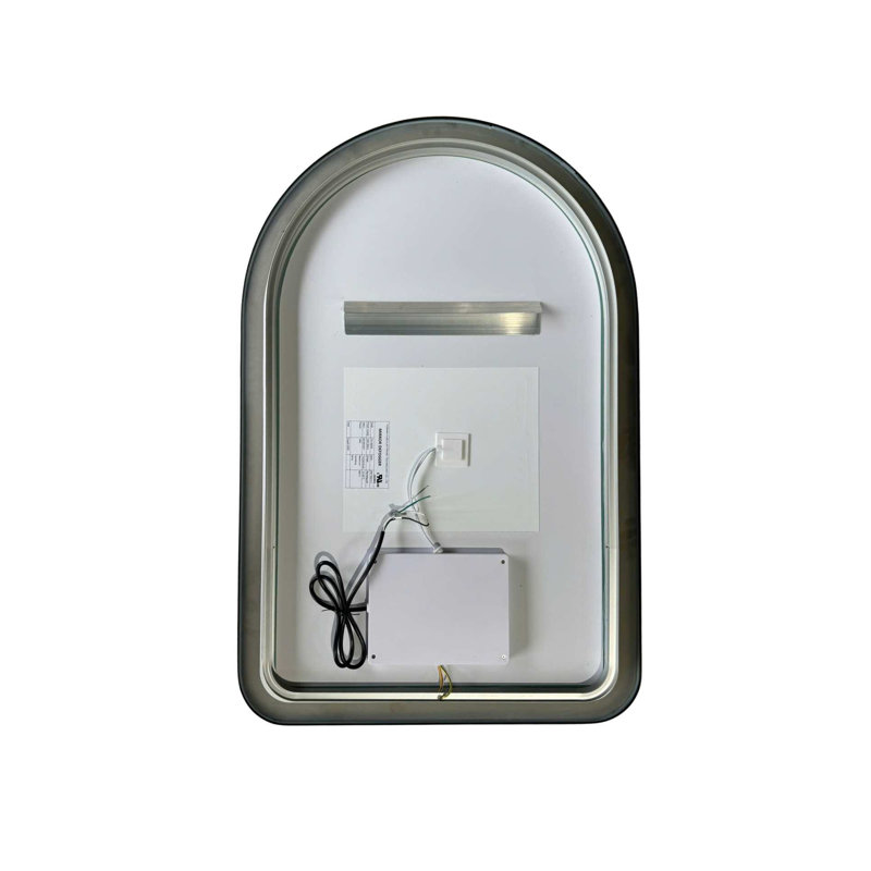 36 Inch Arch LED Front and Backlit Wall Mirror in Black, Black, 36" x 24"