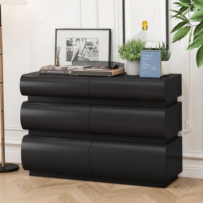 6 Drawer Dresser for Bedroom, Dresser No Handle, Modern 6 Chest of Drawers with Wide Storage by Ivy Bronx