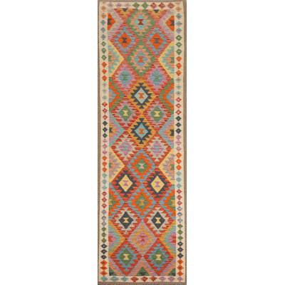 Reversible Wool Kilim Runner Rug 3x10