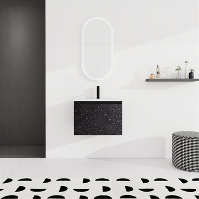 Meuble-lavabo mural 24 po avec lavabo en céramique et porte d'armoire à fermeture en douceur, ensemble KD